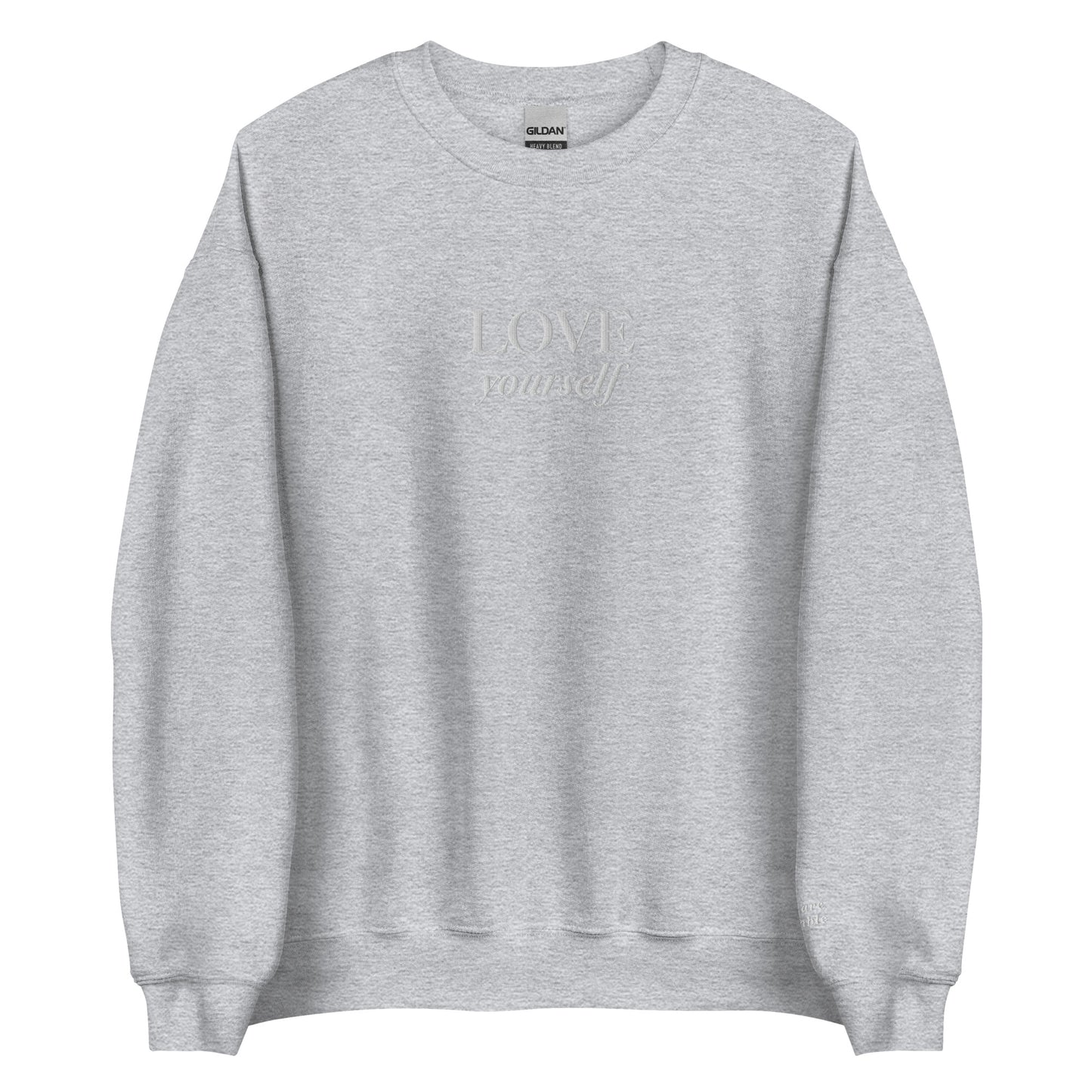 "LOVE yourself" with "you are lovable" (Left Sleeve) Embroidered Sweatshirt - EMPOWERED YOU DESIGNS, LLC
