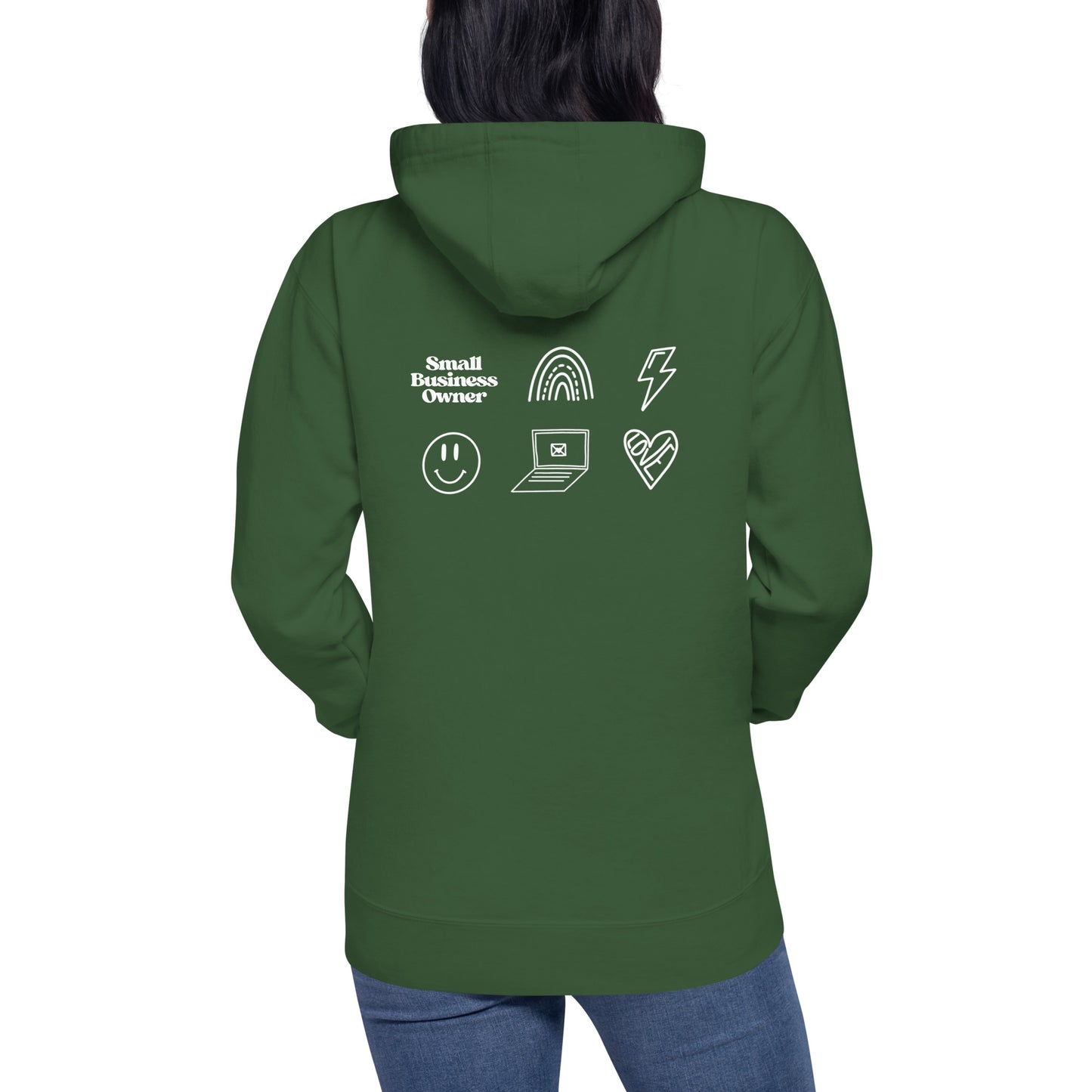 "SMALL BUSINESS LOVE" with business designs on back - Premium Hoodie - EMPOWERED YOU DESIGNS, LLC