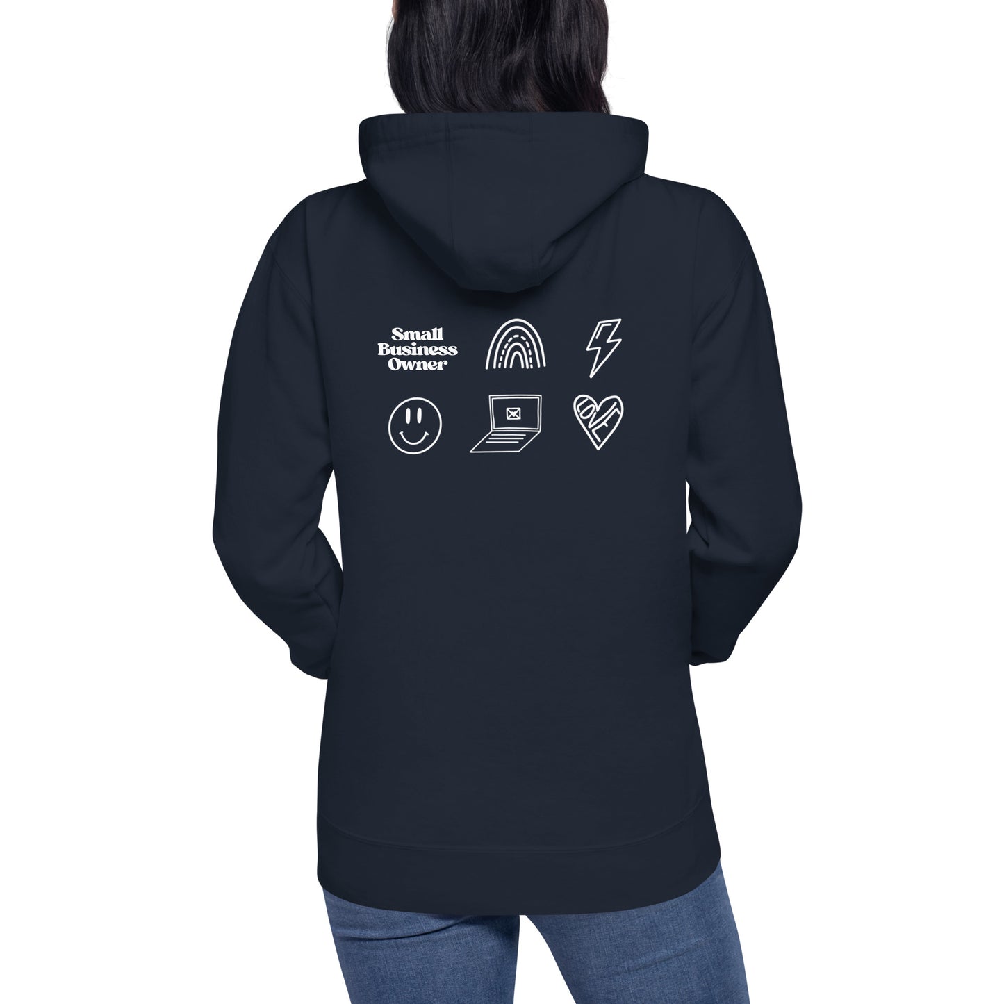 "SMALL BUSINESS LOVE" with business designs on back - Premium Hoodie - EMPOWERED YOU DESIGNS, LLC