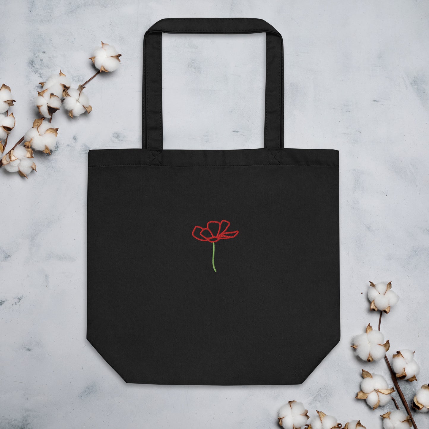 Small Eco Tote Bag embroidered with flower - EMPOWERED YOU DESIGNS, LLC