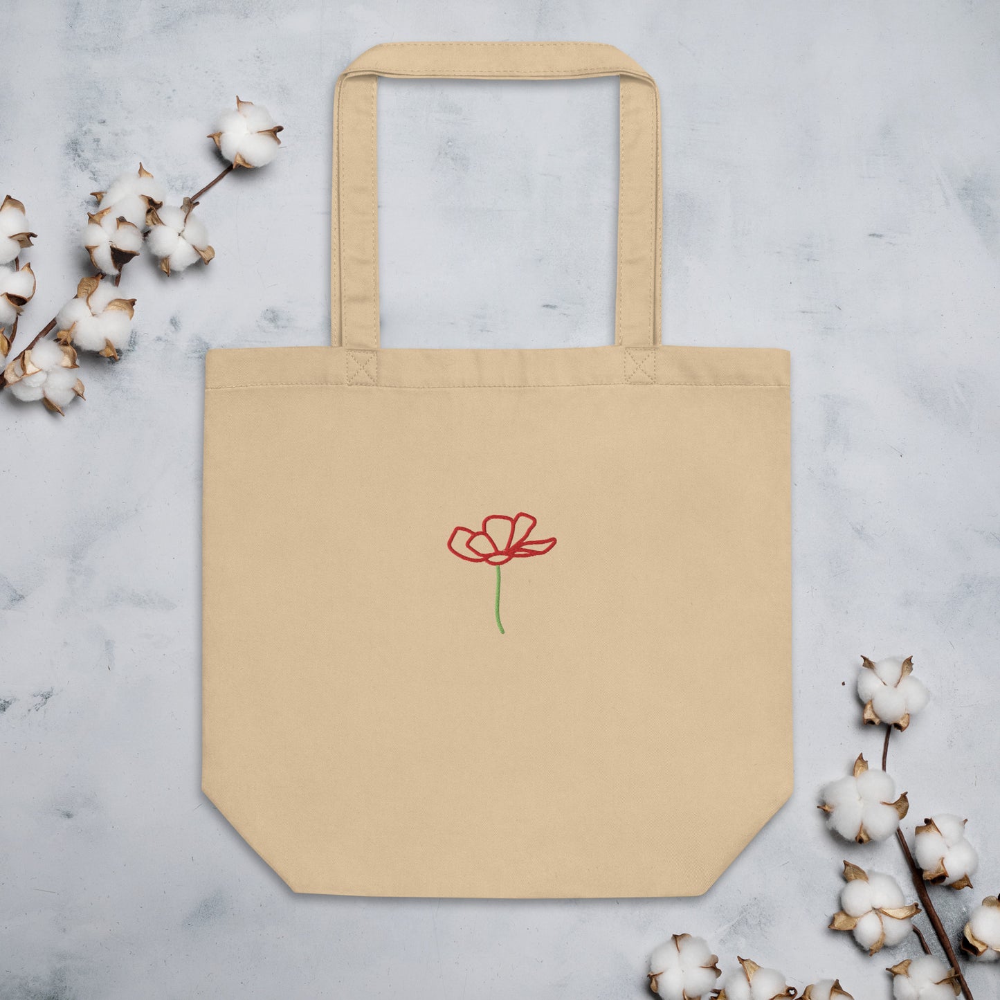 Small Eco Tote Bag embroidered with flower - EMPOWERED YOU DESIGNS, LLC