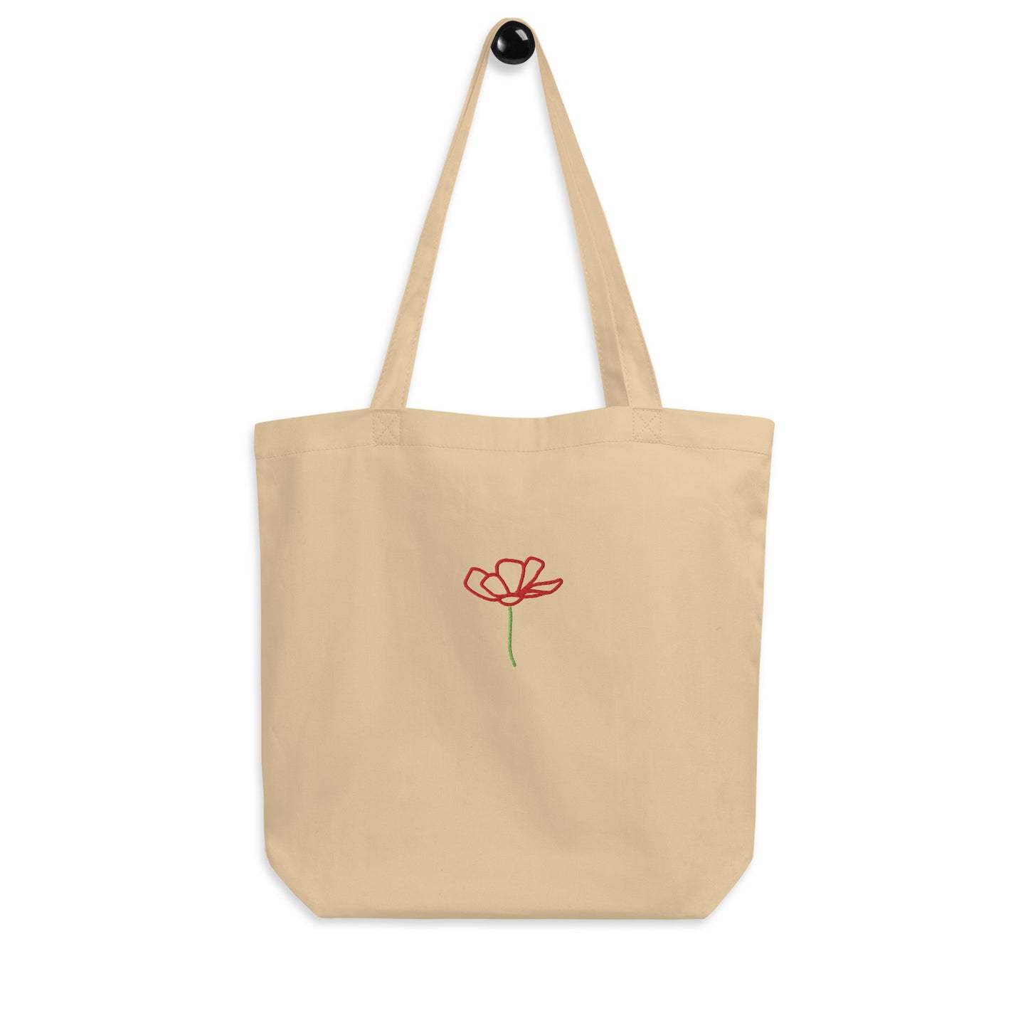 Small Eco Tote Bag embroidered with flower - EMPOWERED YOU DESIGNS, LLC