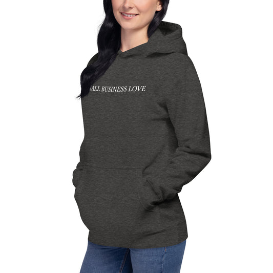 "SMALL BUSINESS LOVE" with business designs on back - Premium Hoodie