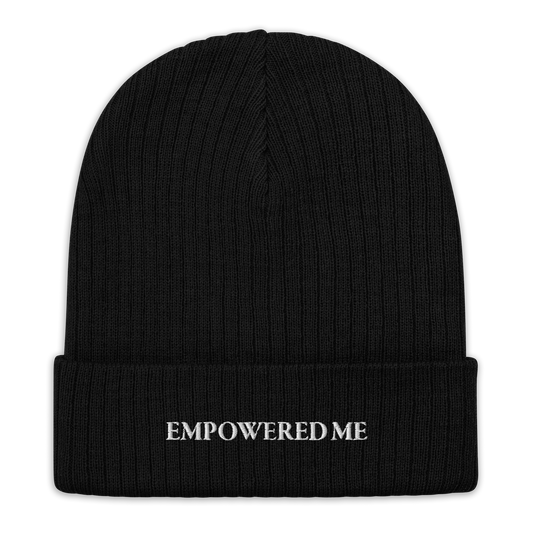 "EMPOWERED ME" Embroidered Ribbed Knit Beanie