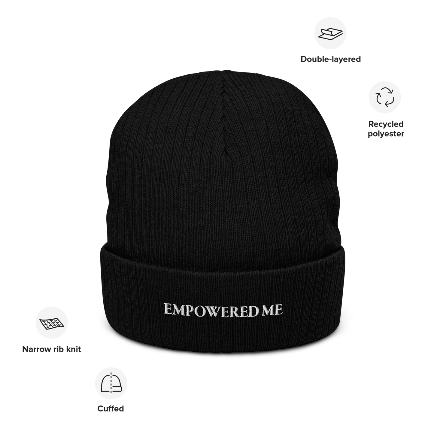 "EMPOWERED ME" Embroidered Ribbed Knit Beanie - EMPOWERED YOU DESIGNS, LLC