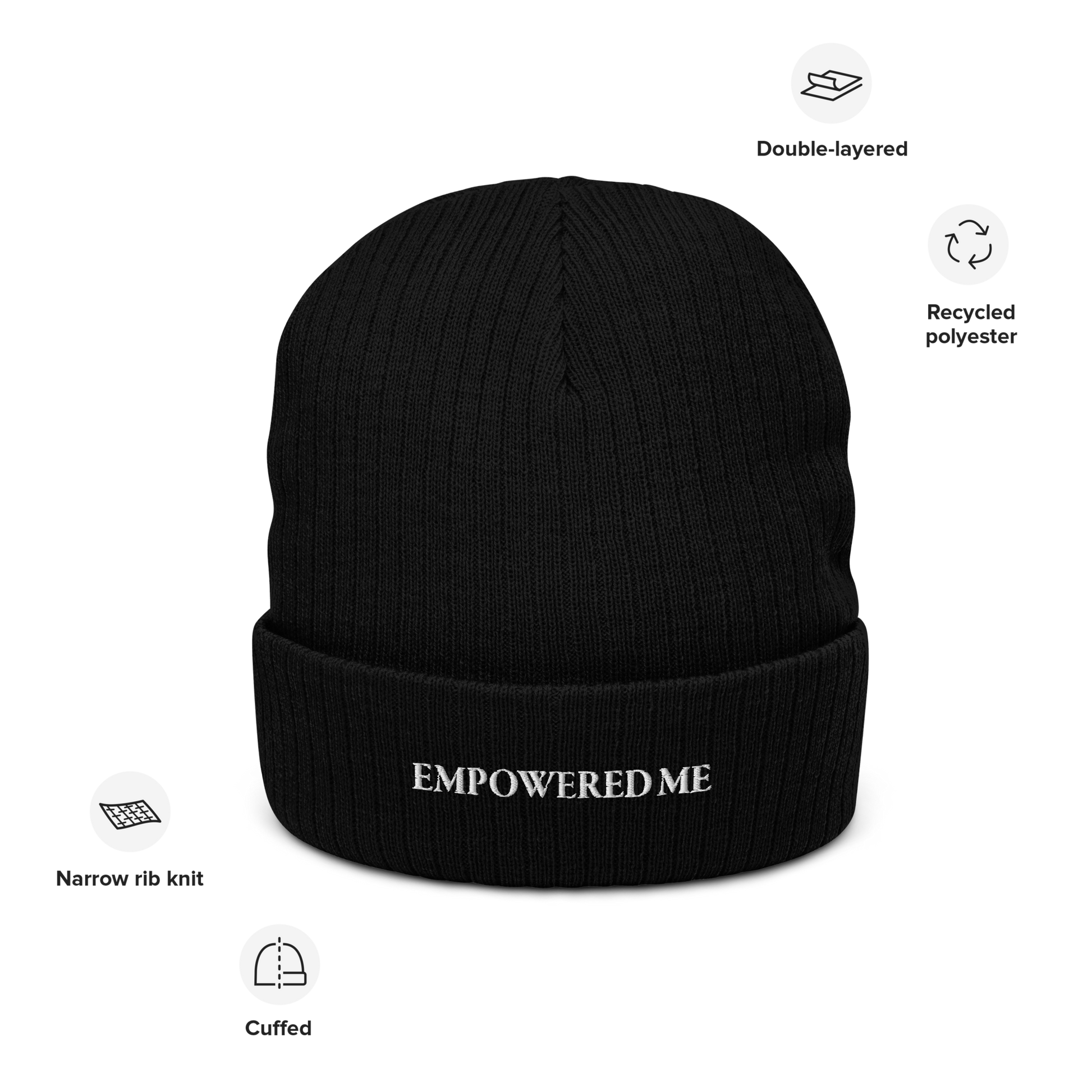 "EMPOWERED ME" Embroidered Ribbed Knit Beanie - EMPOWERED YOU DESIGNS, LLC